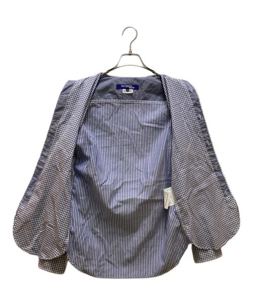 COMME des GARCONS JUNYA WATANABE MAN（コム デ ギャルソン ジュンヤ ワタナベ マン）COMME des GARCONS JUNYA WATANABE MAN (コム デ ギャルソン ジュンヤ ワタナベ マン) チェック切替エルボーパッチレギュラーカラーシャツ ホワイト×ブルー サイズ:XSの古着・服飾アイテム