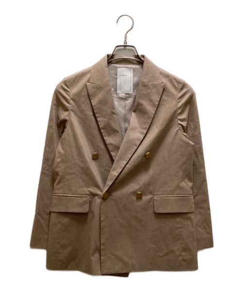 Noble（ノーブル）Noble (ノーブル) 麻ストレッチピークドラペルダブルジャケット ベージュ サイズ:34の古着・服飾アイテム
