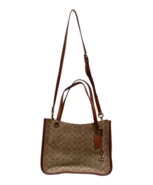 COACH（コーチ）COACH (コーチ) タイラー キャリーオール シグネチャー キャンバス 2WAYバッグ ベージュの古着・服飾アイテム