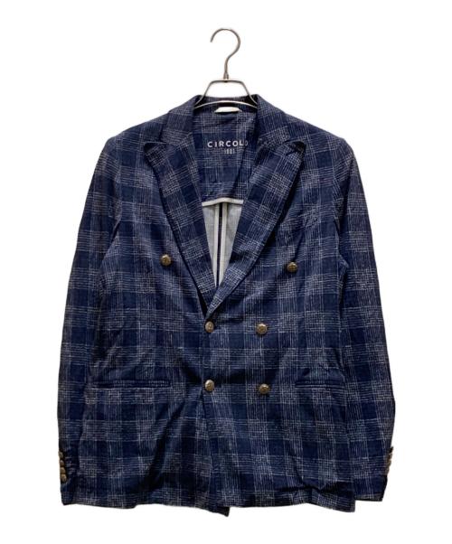 CIRCOLO 1901（チルコロ1901）Circolo 1901 (チルコロ1901) チェック柄コットンストレッチダブルジャケット ブルー サイズ:48の古着・服飾アイテム