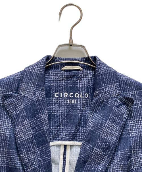 CIRCOLO 1901（チルコロ1901）Circolo 1901 (チルコロ1901) チェック柄コットンストレッチダブルジャケット ブルー サイズ:48の古着・服飾アイテム