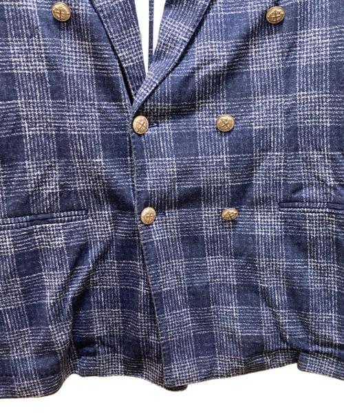 CIRCOLO 1901（チルコロ1901）Circolo 1901 (チルコロ1901) チェック柄コットンストレッチダブルジャケット ブルー サイズ:48の古着・服飾アイテム