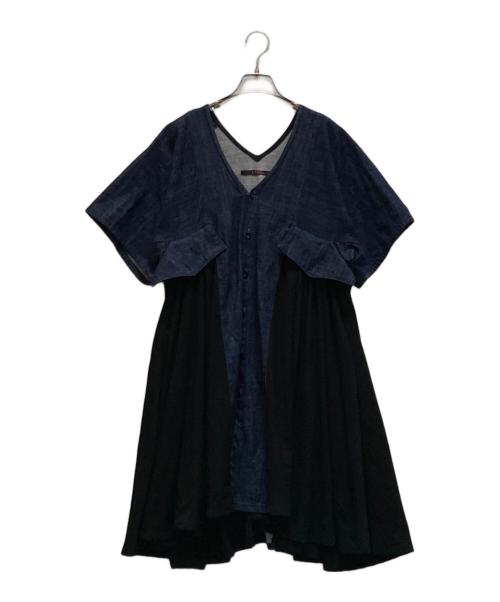 LIMI feu（リミフゥ）LIMI feu (リミフゥ) ウールギャバジンドッキングデニムワンピース インディゴ×ブラック サイズ:不明の古着・服飾アイテム