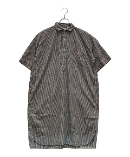 DANTON（ダントン）DANTON (ダントン) コットンポプリンチェック半袖ワイドワンピース ホワイト×ブラック サイズ:36の古着・服飾アイテム