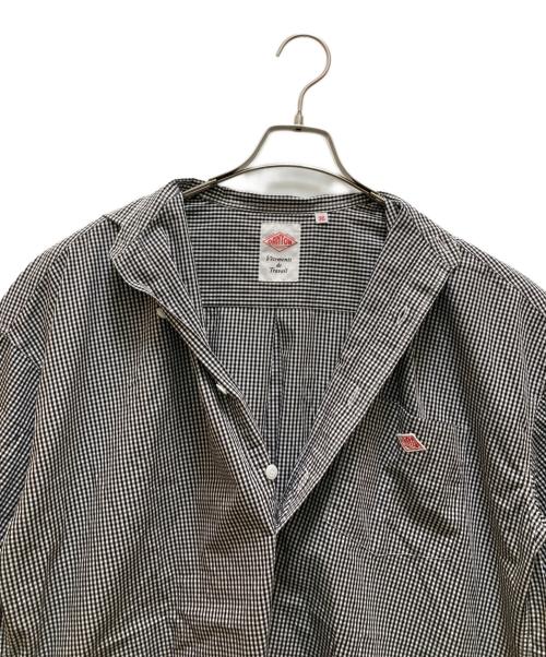 DANTON（ダントン）DANTON (ダントン) コットンポプリンチェック半袖ワイドワンピース ホワイト×ブラック サイズ:36の古着・服飾アイテム