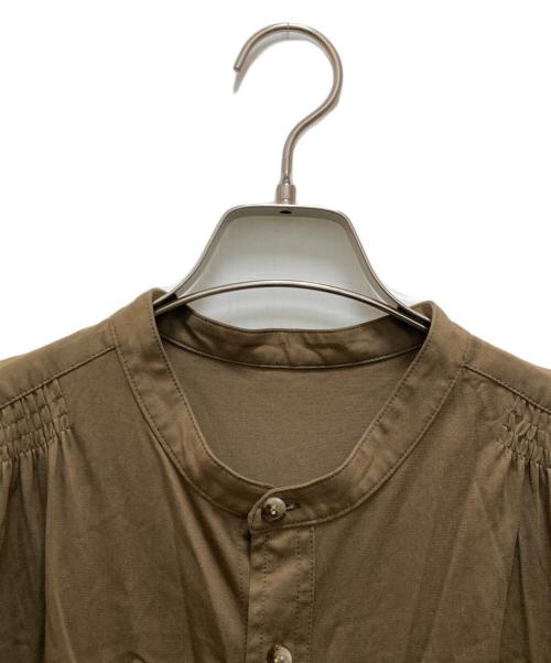 MACPHEE（マカフィー）MACPHEE (マカフィー) コットンナイロン バンドカラーシャツワンピース カーキ サイズ:36の古着・服飾アイテム