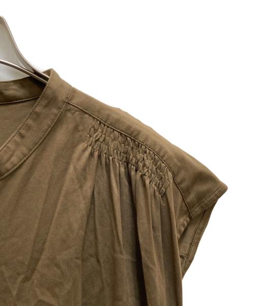MACPHEE（マカフィー）MACPHEE (マカフィー) コットンナイロン バンドカラーシャツワンピース カーキ サイズ:36の古着・服飾アイテム