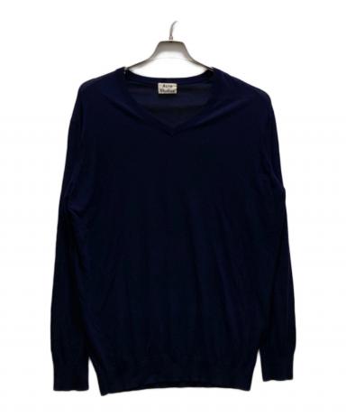 レアサイズXXL Acne Studios オリーブ Vネック コットン ニット 中古・古着通販】Acne studios (アクネ ストゥディオズ) Vネックニット
