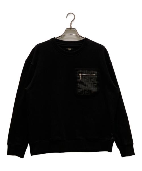 FENDI（フェンディ）FENDI (フェンディ) ロゴ入りコットンスウェットシャツ ブラック サイズ:XLの古着・服飾アイテム