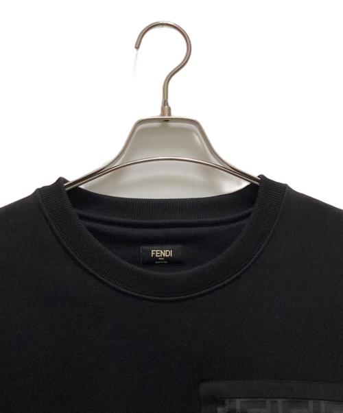 FENDI（フェンディ）FENDI (フェンディ) ロゴ入りコットンスウェットシャツ ブラック サイズ:XLの古着・服飾アイテム