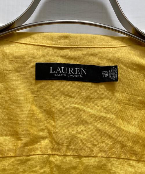 LAUREN RALPH LAUREN（ローレン ラルフ ローレン）LAUREN RALPH LAUREN (ローレン ラルフ ローレン) リネンレギュラーカラーベルテッドシャツ イエロー サイズ:XXSの古着・服飾アイテム