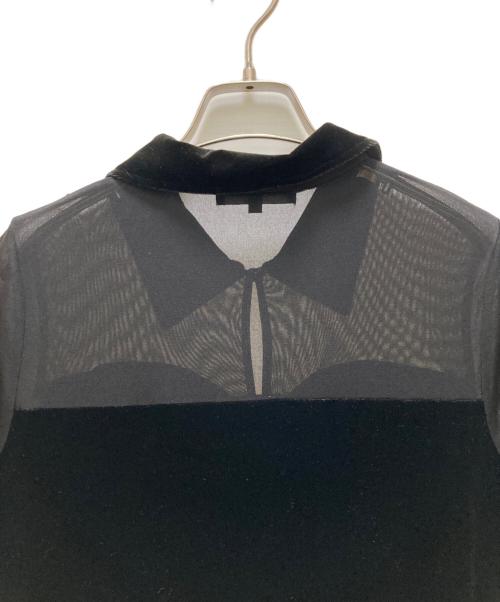 FOXEY NEWYORK（フォクシーニューヨーク）FOXEY NEWYORK (フォクシーニューヨーク) シースルー切替ベロアワンピース ブラック サイズ:40の古着・服飾アイテム