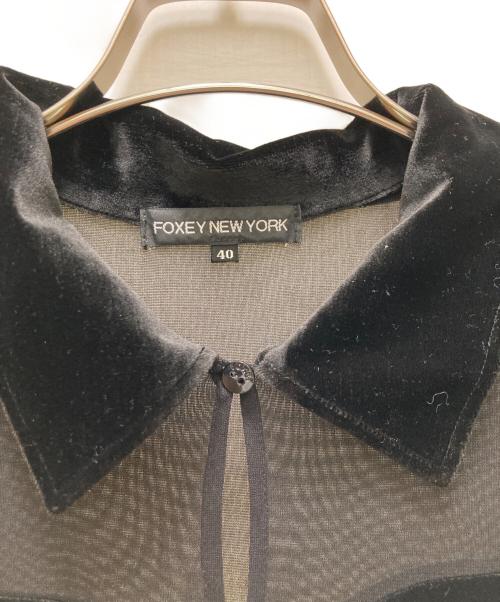 FOXEY NEWYORK（フォクシーニューヨーク）FOXEY NEWYORK (フォクシーニューヨーク) シースルー切替ベロアワンピース ブラック サイズ:40の古着・服飾アイテム