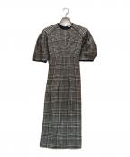 CLANEクラネ）の古着「LOOP LINE CHECK WIDE RIBBON ONE PIECE」｜ブラック