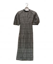 CLANE（クラネ）の古着「LOOP LINE CHECK WIDE RIBBON ONE PIECE」｜ブラック