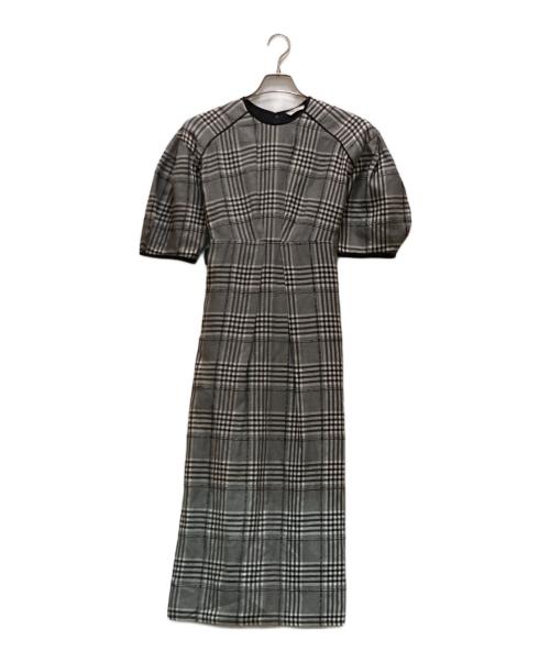 CLANE（クラネ）CLANE (クラネ) LOOP LINE CHECK WIDE RIBBON ONE PIECE ブラック サイズ:1の古着・服飾アイテム