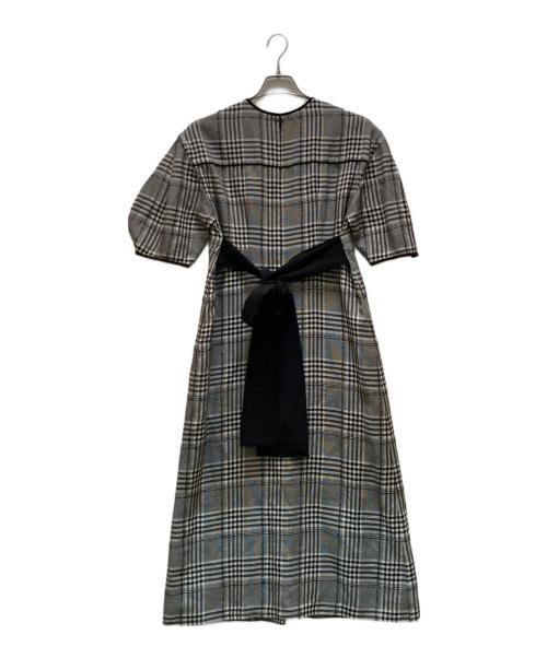 CLANE（クラネ）CLANE (クラネ) LOOP LINE CHECK WIDE RIBBON ONE PIECE ブラック サイズ:1の古着・服飾アイテム