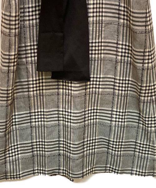 CLANE（クラネ）CLANE (クラネ) LOOP LINE CHECK WIDE RIBBON ONE PIECE ブラック サイズ:1の古着・服飾アイテム
