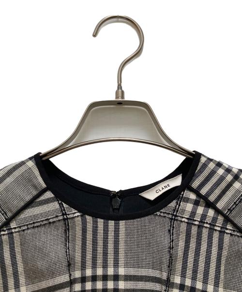 CLANE（クラネ）CLANE (クラネ) LOOP LINE CHECK WIDE RIBBON ONE PIECE ブラック サイズ:1の古着・服飾アイテム
