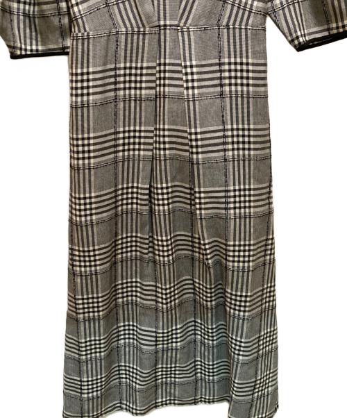 CLANE（クラネ）CLANE (クラネ) LOOP LINE CHECK WIDE RIBBON ONE PIECE ブラック サイズ:1の古着・服飾アイテム