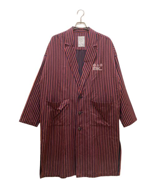SHAREEF（シャリーフ）SHAREEF (シャリーフ) ブロックストライプ ラボコート レッド×ネイビー サイズ:2の古着・服飾アイテム