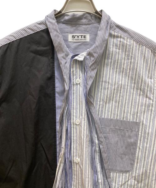 s'yte（サイト）s'yte (サイト) クレイジーストライプ ボウカラー ロングシャツ ブルー サイズ:３の古着・服飾アイテム