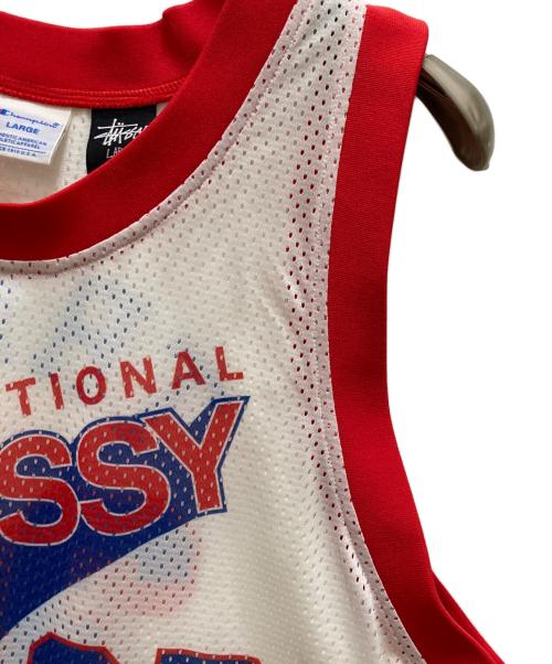 stussy（ステューシー）stussy (ステューシー) Champion (チャンピオン) コラボメッシュタンクトップ ホワイト サイズ:Lの古着・服飾アイテム