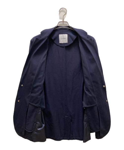 CITERA（シテラ）CITERA (シテラ) 素材切替シアサッカーテーラードジャケット ネイビー サイズ:Lの古着・服飾アイテム