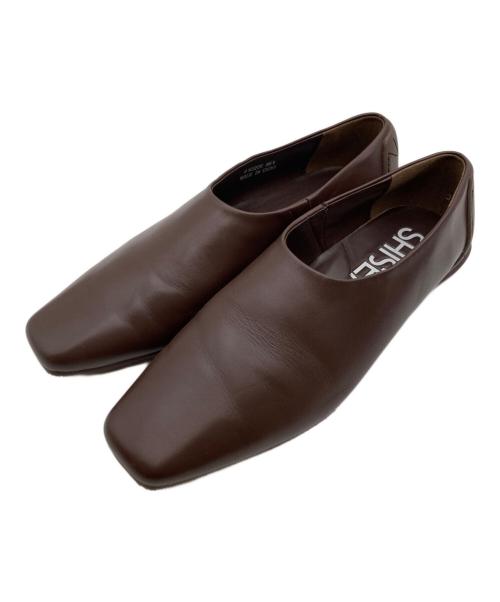 SHISEI（シセイ）SHISEI (シセイ) TIGHT SQUARE SLIPON ブラウン サイズ:23.5の古着・服飾アイテム