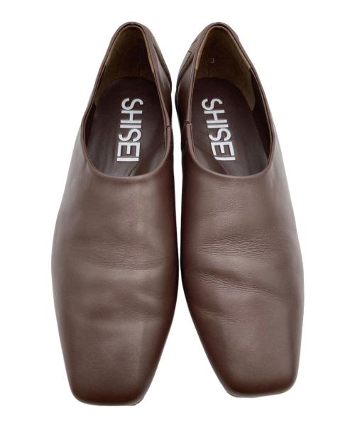 SHISEI（シセイ）SHISEI (シセイ) TIGHT SQUARE SLIPON ブラウン サイズ:23.5の古着・服飾アイテム