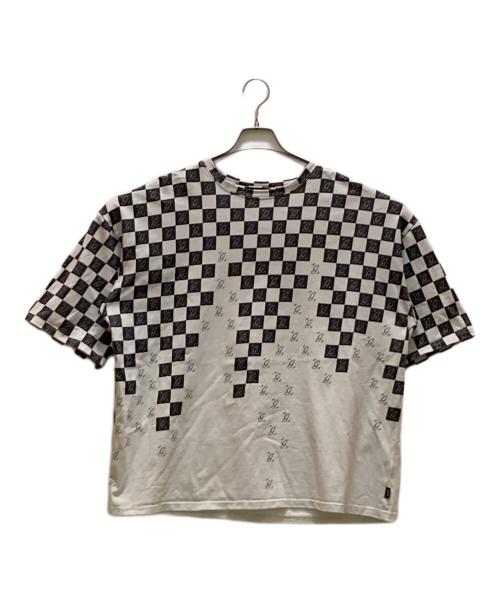 glamb（グラム）glamb (グラム) モノグラムコラプスTシャツ ブラック×ホワイト サイズ:Mの古着・服飾アイテム