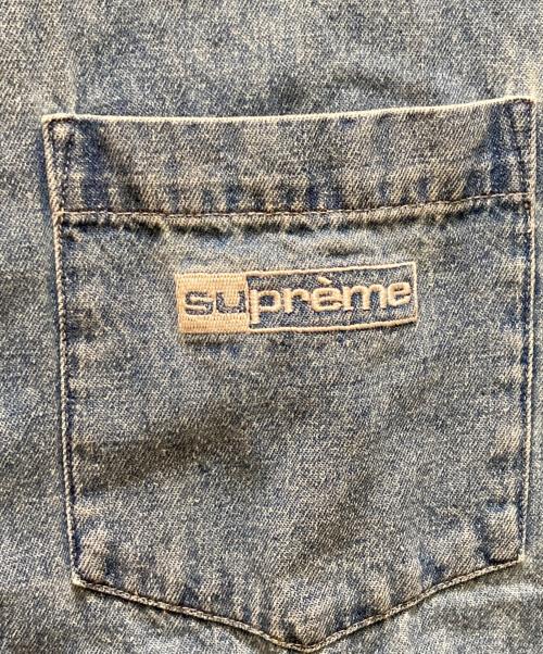 SUPREME（シュプリーム）Supreme (シュプリーム) ロゴ刺繍 半袖デニムシャツ インディゴ サイズ:Mの古着・服飾アイテム
