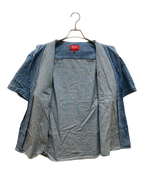 SUPREME（シュプリーム）Supreme (シュプリーム) ロゴ刺繍 半袖デニムシャツ インディゴ サイズ:Mの古着・服飾アイテム