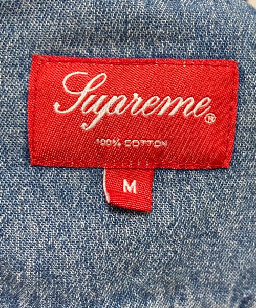 SUPREME（シュプリーム）Supreme (シュプリーム) ロゴ刺繍 半袖デニムシャツ インディゴ サイズ:Mの古着・服飾アイテム