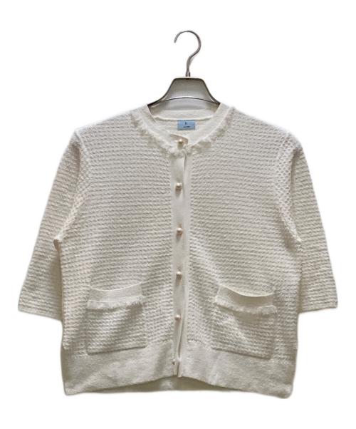 KUMIKYOKU（クミキョク）KUMIKYOKU (クミキョク) ツィードニット カーディガン ホワイト サイズ:2の古着・服飾アイテム