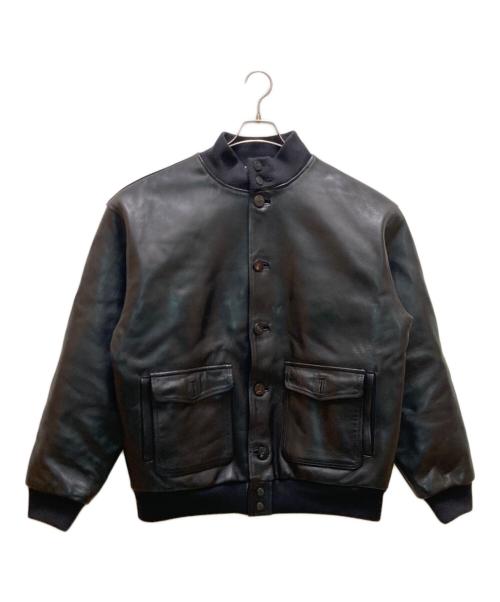 Time is on（タイムイズオン）Time is on (タイムイズオン) 【A1 JACKET】cow leather ブラック サイズ:2の古着・服飾アイテム