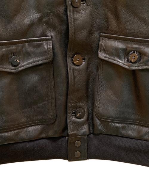 Time is on（タイムイズオン）Time is on (タイムイズオン) 【A1 JACKET】cow leather ブラック サイズ:2の古着・服飾アイテム
