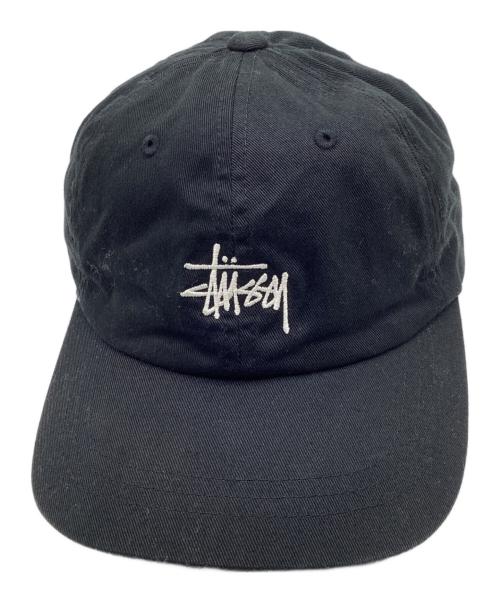 stussy（ステューシー）stussy (ステューシー) ロゴ刺繍ベースボールキャップ ブラックの古着・服飾アイテム
