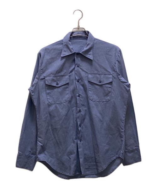 US NAVY（ユーエスネイビー）US NAVY (ユーエスネイビー) ミリタリーシャンブレーシャツ ブルー サイズ:不明の古着・服飾アイテム