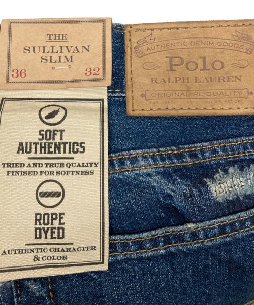 POLO RALPH LAUREN（ポロ・ラルフローレン）POLO RALPH LAUREN (ポロ・ラルフローレン) ダメージ加工デニムパンツ インディゴ サイズ:W36×L32 未使用品の古着・服飾アイテム
