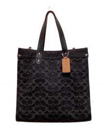 COACH（コーチ）の古着「フィールド トート・シグネチャー デニム 2WAYショルダーバッグ」｜ブラック