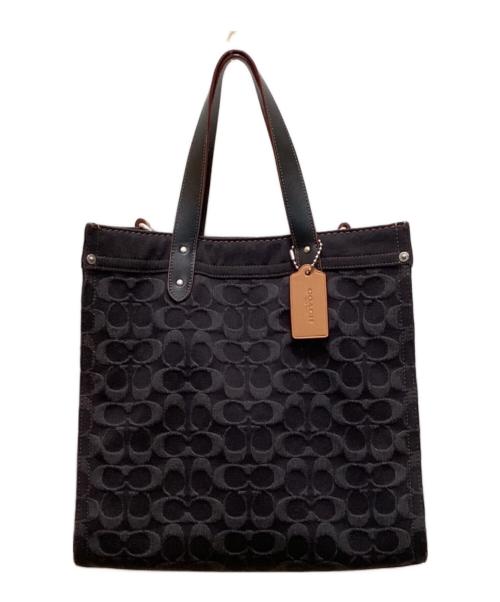 COACH（コーチ）COACH (コーチ) フィールド トート・シグネチャー デニム 2WAYショルダーバッグ ブラックの古着・服飾アイテム