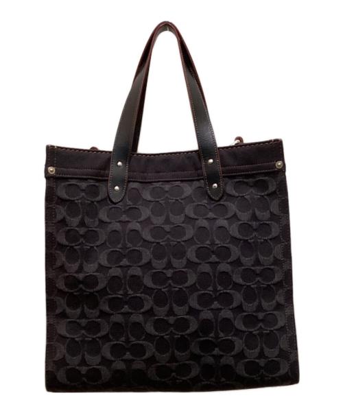 COACH（コーチ）COACH (コーチ) フィールド トート・シグネチャー デニム 2WAYショルダーバッグ ブラックの古着・服飾アイテム
