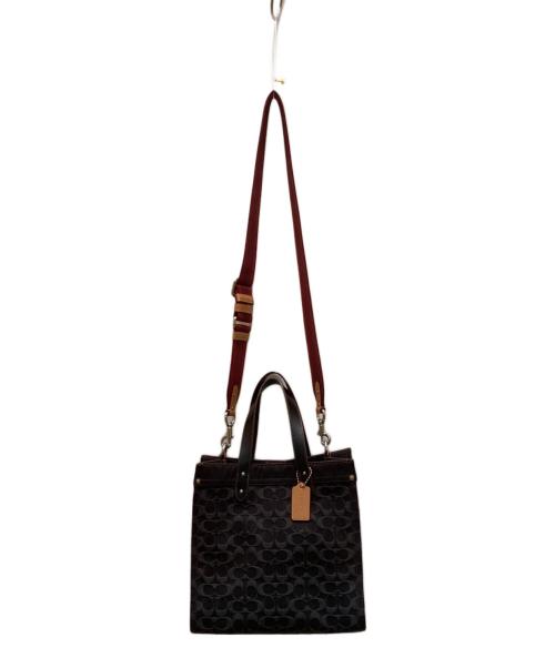 COACH（コーチ）COACH (コーチ) フィールド トート・シグネチャー デニム 2WAYショルダーバッグ ブラックの古着・服飾アイテム