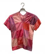 JUNYA WATANABE×COMME des GARCONSジュンヤワタナベ×コムデギャルソン）の古着「製品染めパッチワークTシャツ」｜ピンク