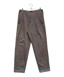 Yohji Yamamoto pour homme（ヨウジヤマモト プールオム）の古着「ストライプヒッコリーデニムパンツ」｜ホワイト×グレー