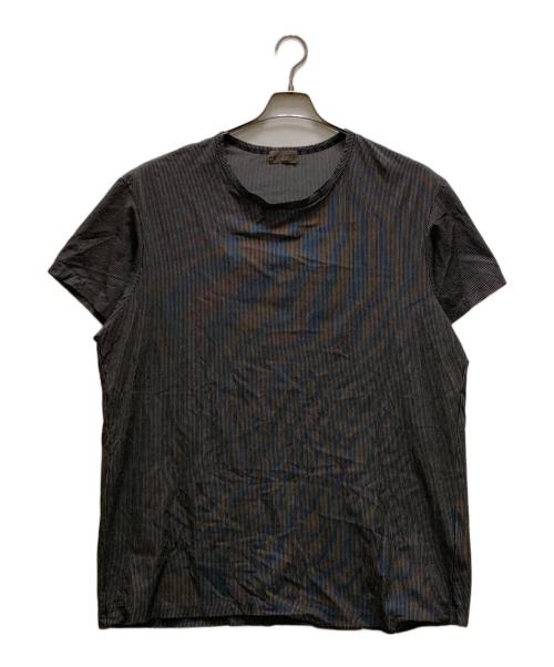 Yohji Yamamoto pour homme（ヨウジヤマモト プールオム）Yohji Yamamoto pour homme (ヨウジヤマモト プールオム) ストライプビッグTシャツ ブラック×ホワイト サイズ:3の古着・服飾アイテム
