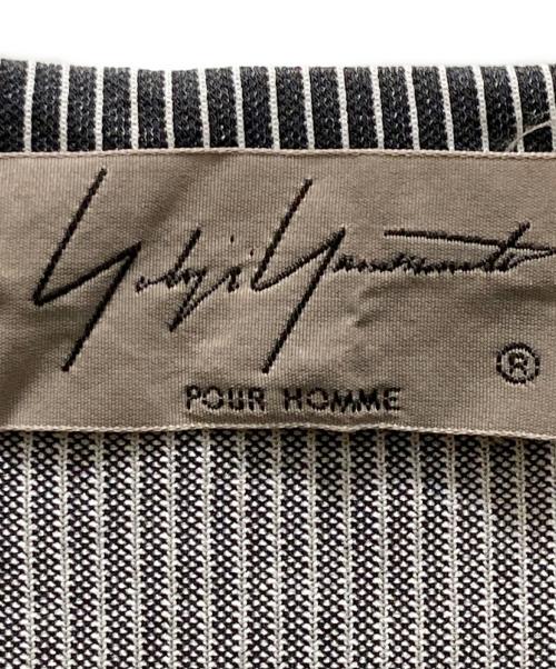 Yohji Yamamoto pour homme（ヨウジヤマモト プールオム）Yohji Yamamoto pour homme (ヨウジヤマモト プールオム) ストライプビッグTシャツ ブラック×ホワイト サイズ:3の古着・服飾アイテム