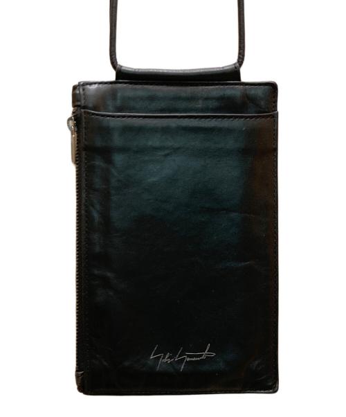 discord Yohji Yamamoto（ディスコード ヨウジヤマモト）discord Yohji Yamamoto (ディスコード ヨウジヤマモト) カウレザースマホショルダーポーチ ブラックの古着・服飾アイテム