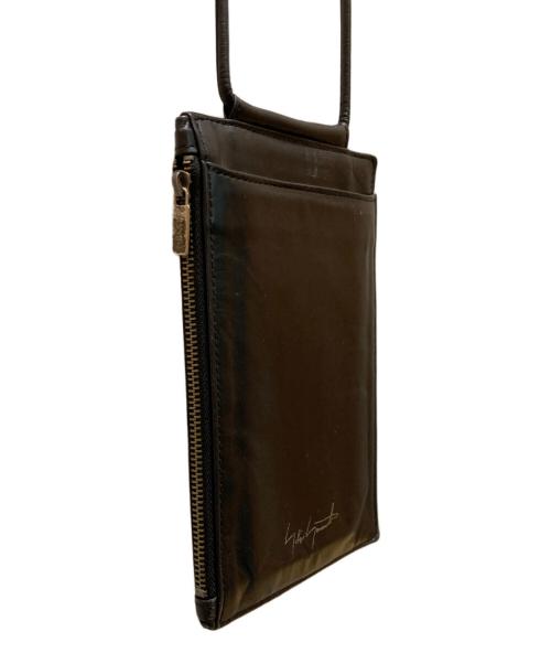 discord Yohji Yamamoto（ディスコード ヨウジヤマモト）discord Yohji Yamamoto (ディスコード ヨウジヤマモト) カウレザースマホショルダーポーチ ブラックの古着・服飾アイテム